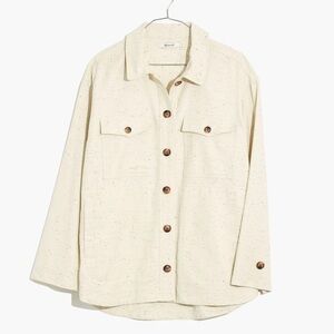 Cream Button-Up Shirt with Brown Buttons